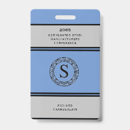 Crachá de conferência azul e Cinza com logotipo