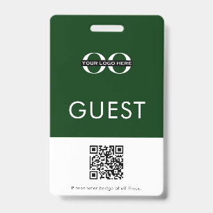 Crachá de convidado verde com logotipo personaliza