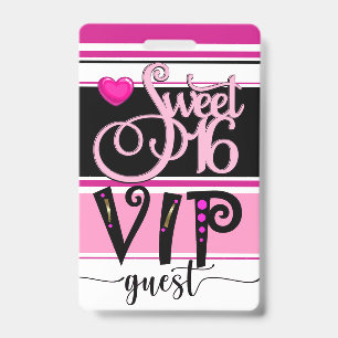 Crachá de Convidado VIP do Sweet 16 Revisado - Ver