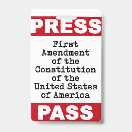 Crachá de credencial de imprensa da Primeira Emend