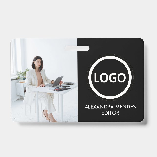 Crachá de Empresa Minimalista Moderno de Cartão de (Frente)