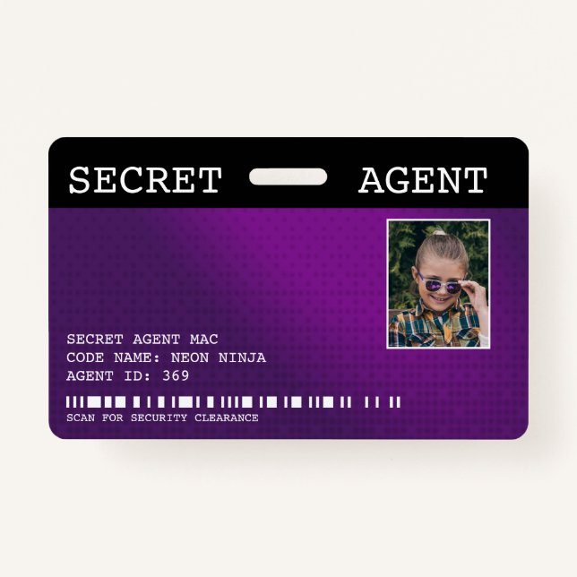 Crachá de espionagem do agente secreto - PURPLE (Frente)