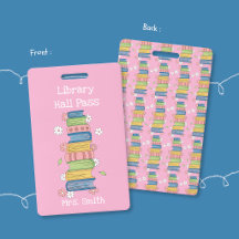 Crachá de Estante de Livros e Flores Rosa para Sal