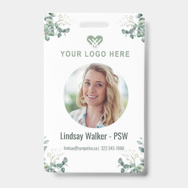 Crachá de estilo Eucalyptus verde (Frente)