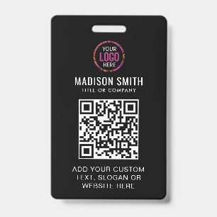 Crachá de Evento com Logotipo Preto Moderno em Cód