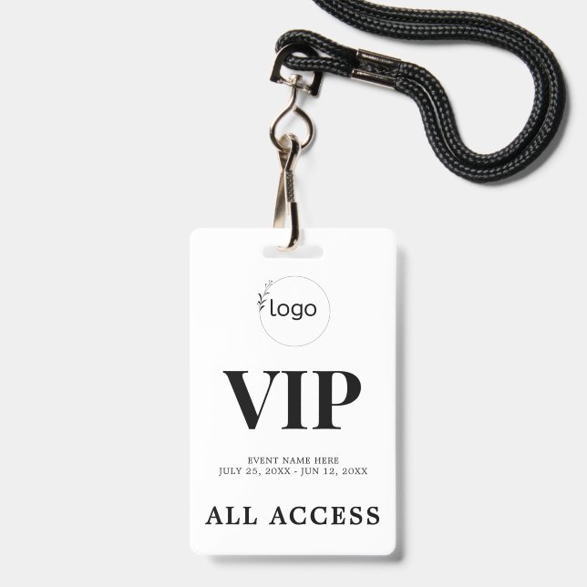 Crachá de Evento de Acesso Total VIP Personalizado (Frente com cordão)