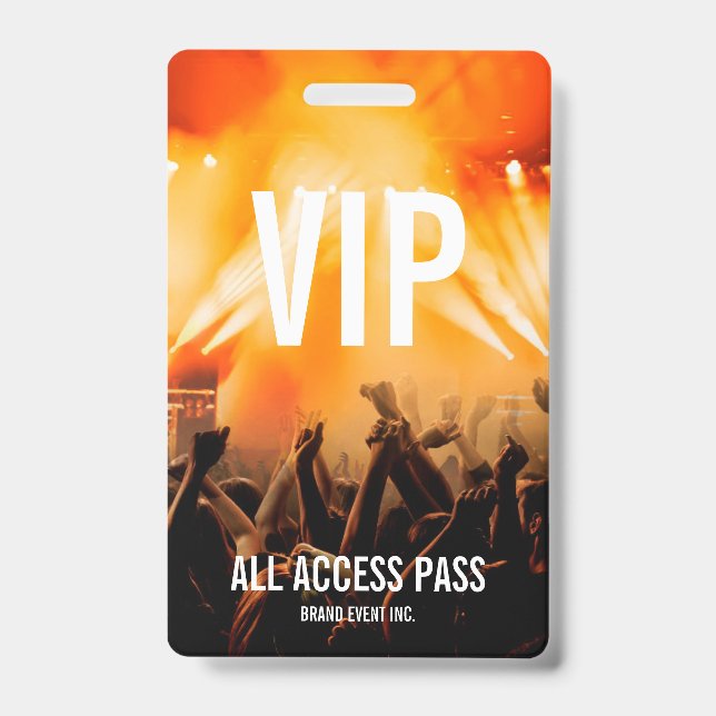 Crachá de Evento de Música com Acesso Total VIP (Frente)