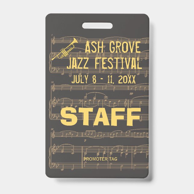 Crachá de Evento Para Acesso a Evento com Tema de  (Frente)