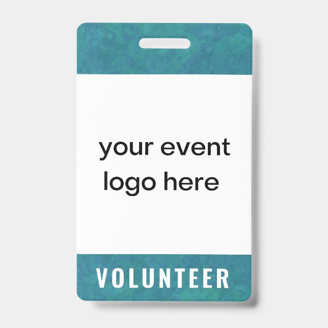 Crachá de Evento para Equipe Voluntária Verde Azul (Frente)
