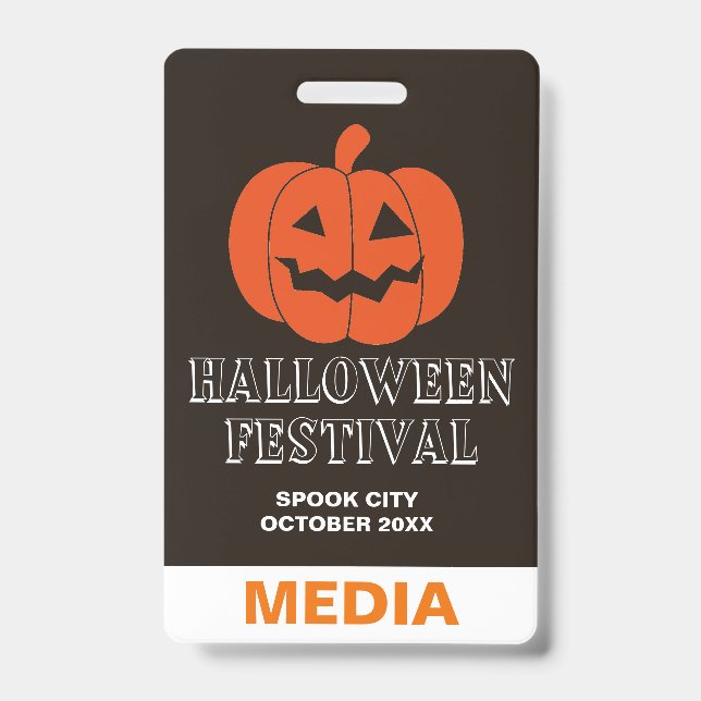 Crachá de Evento Vertical Especial do Halloween (Frente)