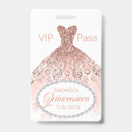 Crachá de festa VIP Quinceañera vestido de brilho