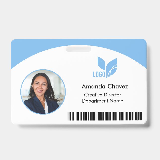 Crachá de Foto de Funcionário QR Código de Barras  (Frente)