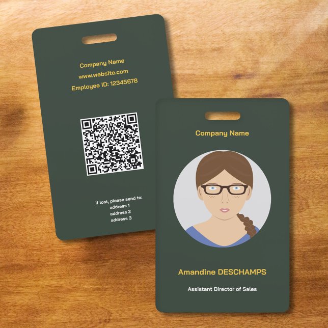 Crachá de Foto do Círculo Verde Dourado e Floresta (Gold & Forest Green Circle Photo Employee Badge)