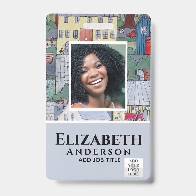 Crachá de Foto do Funcionário Código QR Código de  (Frente)