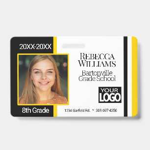 Crachá de Foto Escolar - Preto e Amarelo