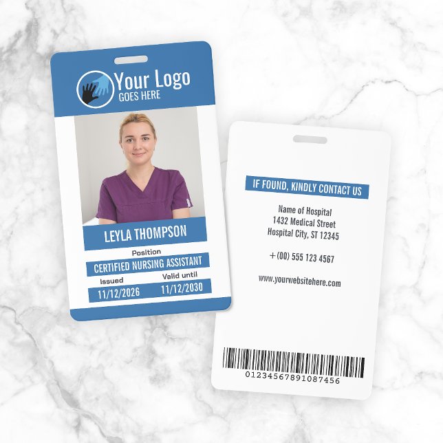 Crachá de Foto ID Azul para Equipe de Hospital com (Criador carregado)