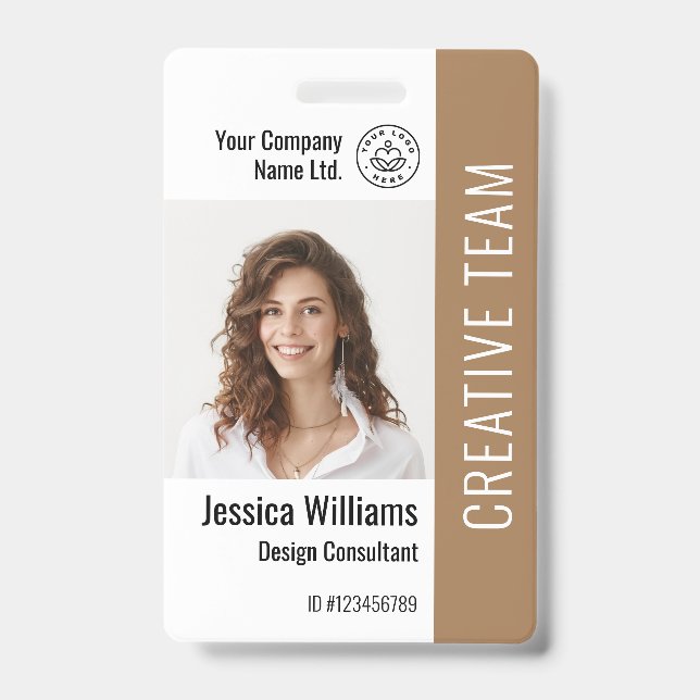 Crachá de Foto ID Personalizado com Nome e Logotip (Frente)