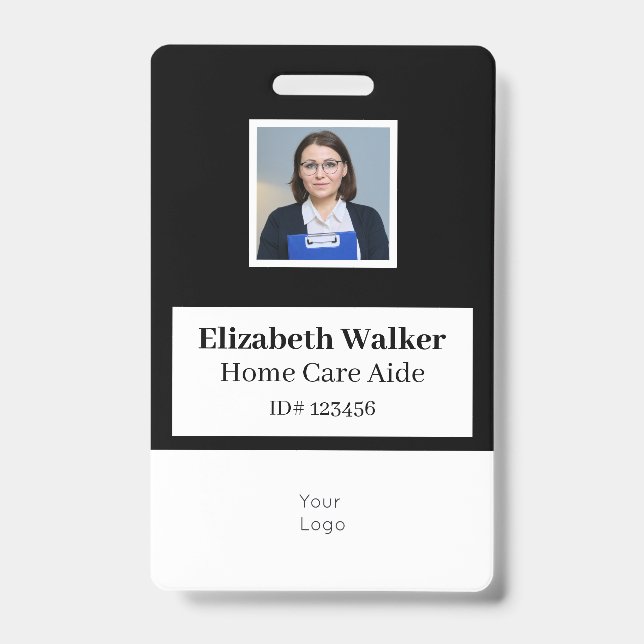 Crachá de Foto ID Preto e Branco Dupla Face (Frente)