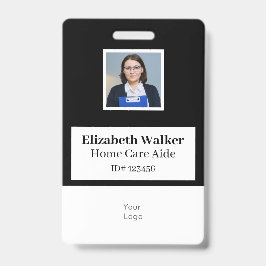 Crachá de Foto ID Preto e Branco Dupla Face