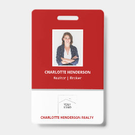 Crachá de Foto Logotipo Vermelho de Agente Imobili