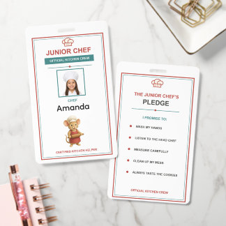 Crachá de Foto Personalizado para Crianças Chef Jú