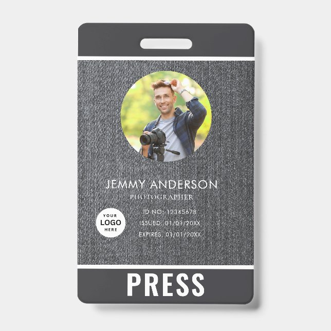 Crachá de Fotografia de Imprensa do Fotógrafo (Frente)