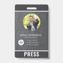 Crachá de Fotografia de Imprensa do Fotógrafo