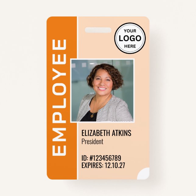 Crachá de Fotografia do Funcionário do Logotipo Co (Frente)