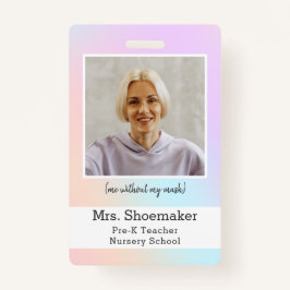 Crachá de Fotografia do Professor Pré-escolar,  ar