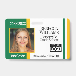 Crachá de Fotografias Escolares - Verde e Dourado