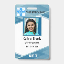 Crachá de Funcionário azul personalizado, Foto, No