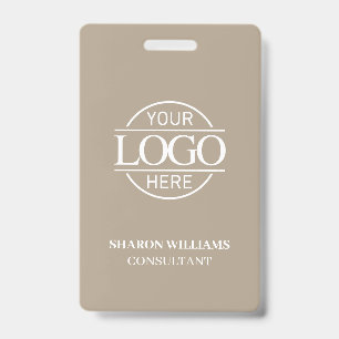 Crachá de Funcionário Bege Taupe com Logotipo Come
