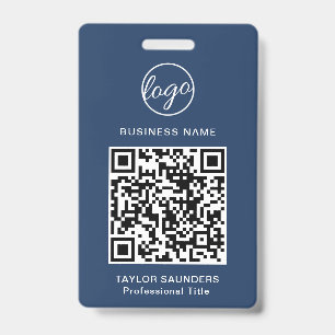 Crachá de Funcionário com Código QR Azul Marinho S