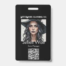 Crachá de Funcionário da Pentáculo Preto Gótico