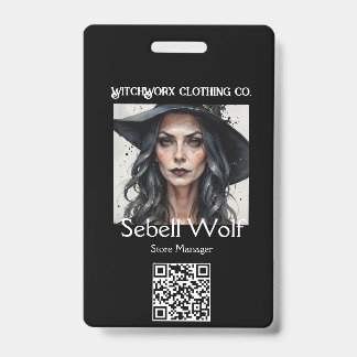 Crachá de Funcionário da Pentáculo Preto Gótico