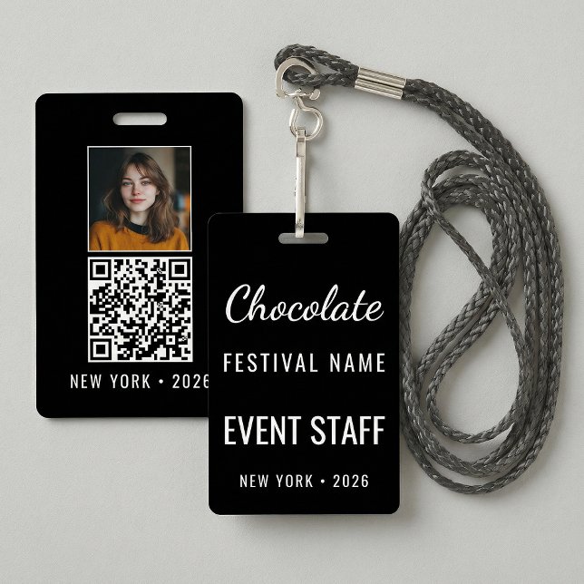 Crachá de Funcionário de Código QR de Foto do Fest (Criador carregado)