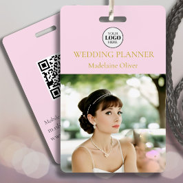 Crachá de Funcionário do Logotipo Fotográfico Pink