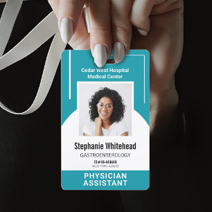 Crachá de Funcionário Médico Personalizado Azul Tu