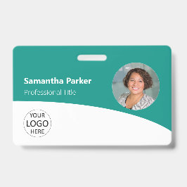 Crachá de Funcionário Personalizado Azul-Verde - F