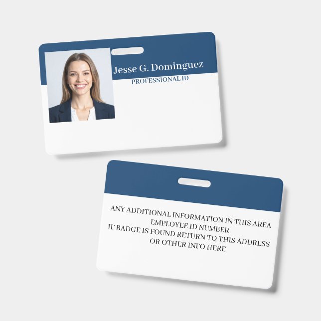 Crachá de Funcionário Personalizado - Foto, Código (Frente e verso)
