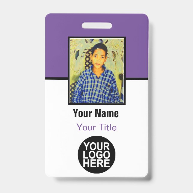 Crachá de Funcionário Personalizado - Foto, Logoti (Frente)