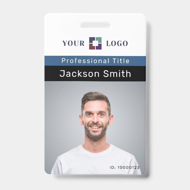 Crachá de funcionário personalizado mínimo com fot (Frente)