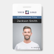 Crachá de funcionário personalizado mínimo com fot