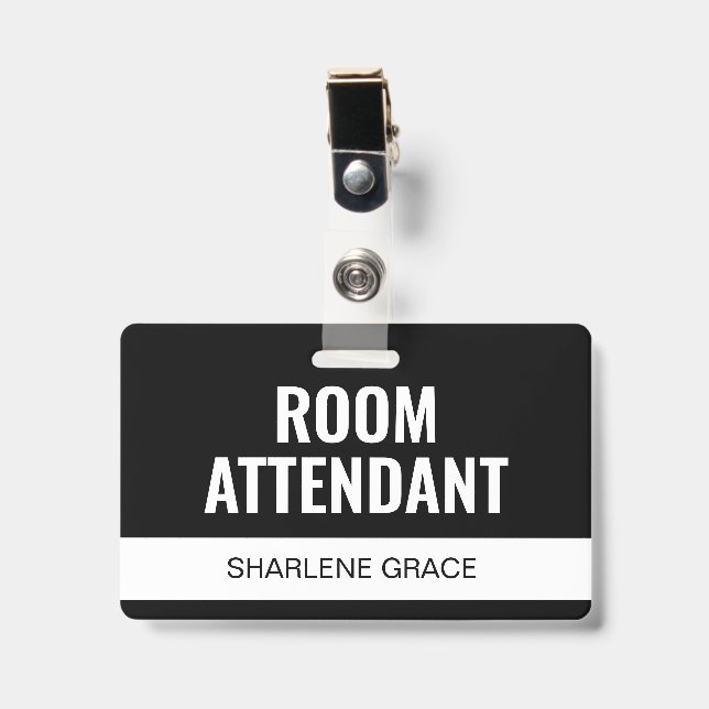 Crachá de funcionário personalizado preto para ate (Frente com clip)