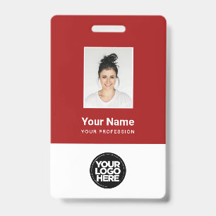 Crachá de Funcionário Personalizado Vermelho Escur