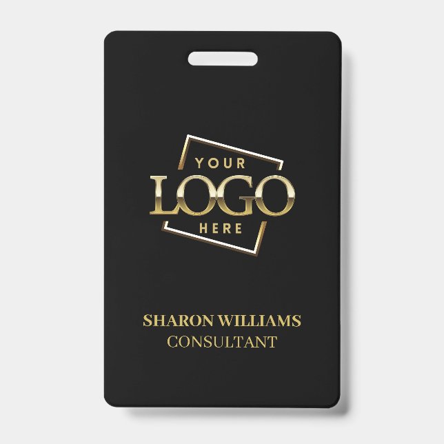 Crachá de Funcionário Preto com Logotipo Empresari (Frente)
