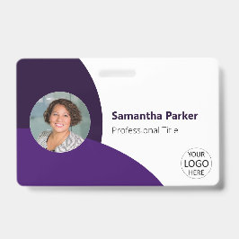 Crachá de Funcionário Roxo Personalizado com Foto,
