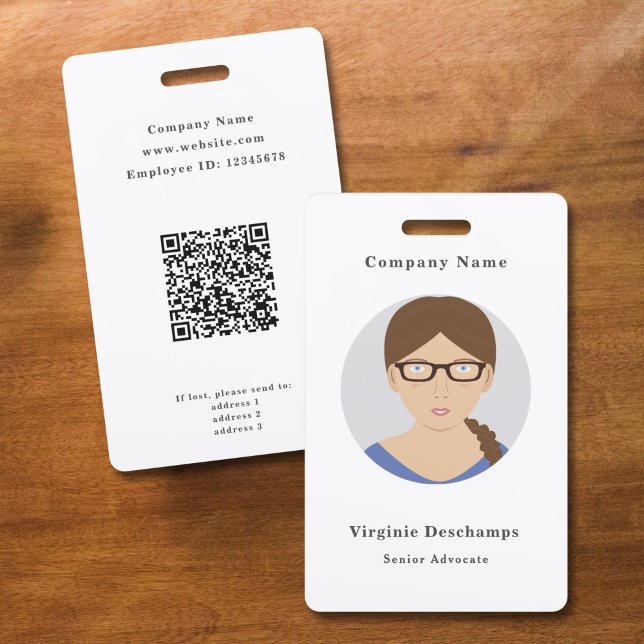 Crachá de Funcionários de Foto em Círculo Minimali (Minimalist Circle Photo Employee Badge)