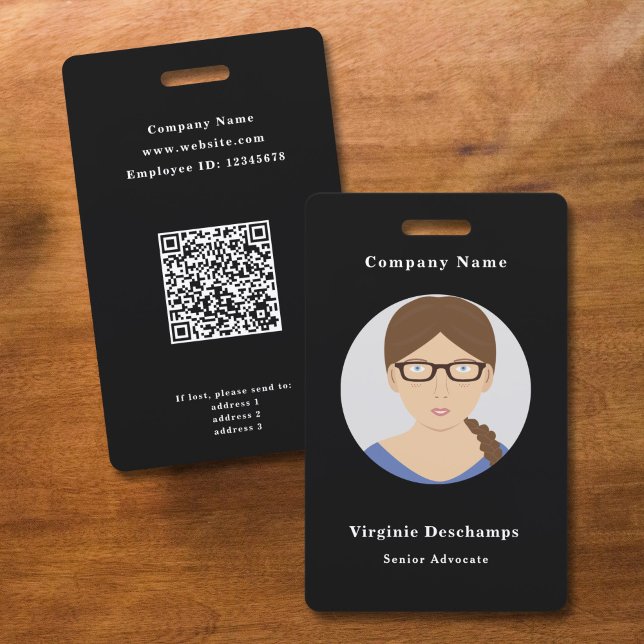 Crachá de Funcionários de Foto em Círculo Negro (Black Circle Photo Employee Badge)