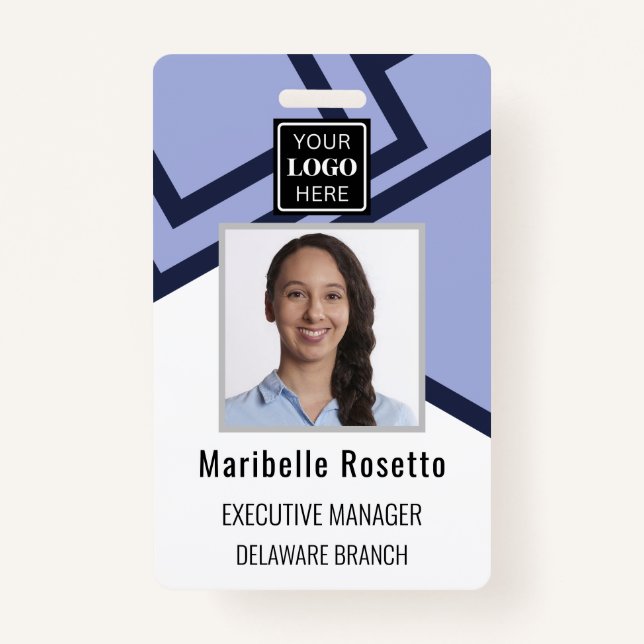 Crachá de funcionários moderno azul escuro da Corp (Frente)